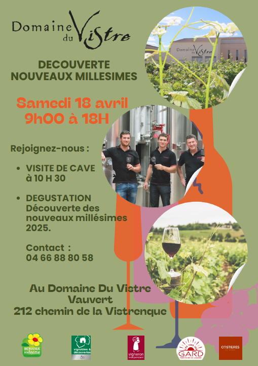 Découverte millésimes Domaine du Vistre 18 avril 2026